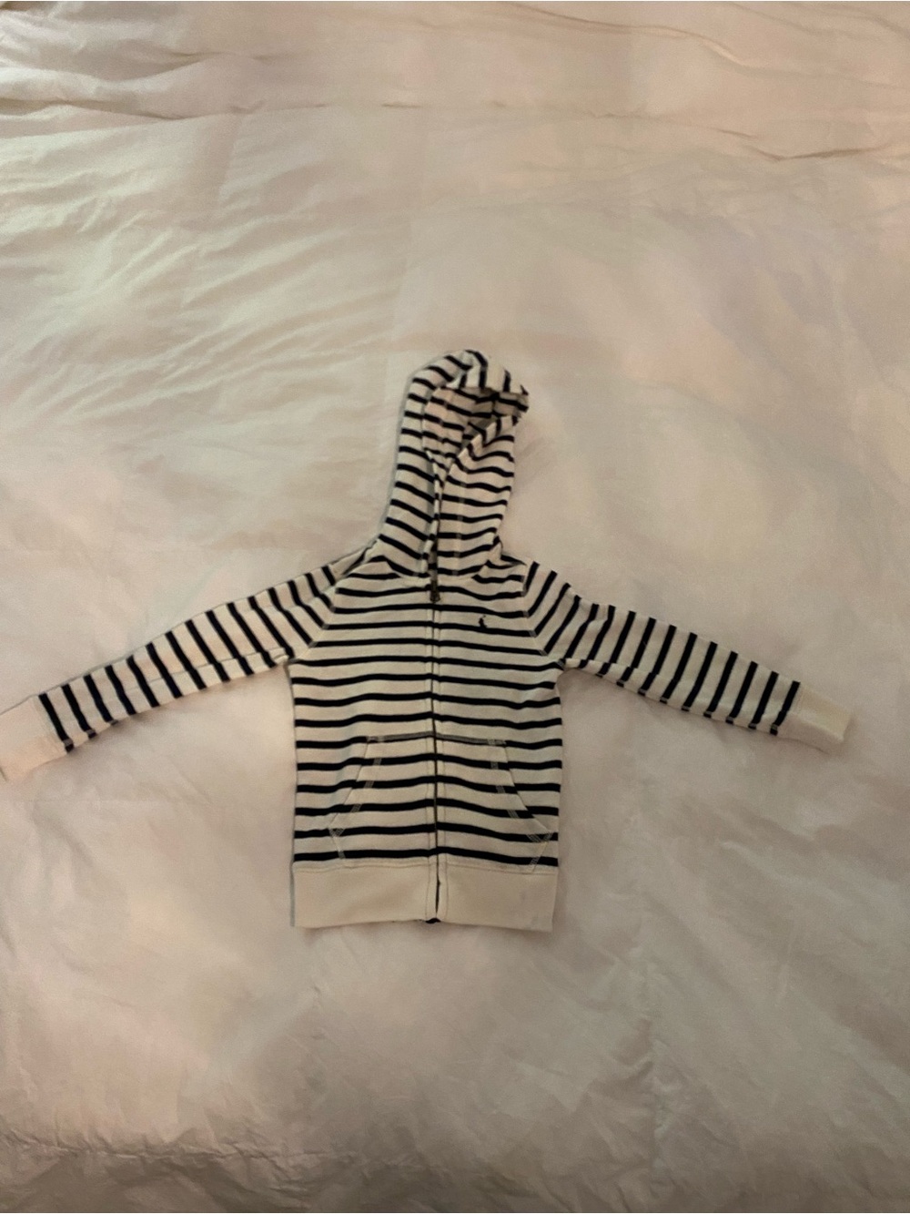 Ralph Lauren Striped Hooded Zip-Up Jacket - Navy and White